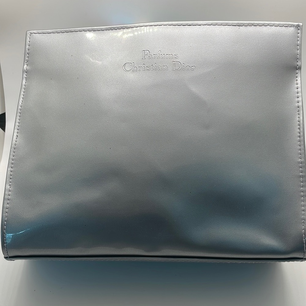 Parfums Christian Dior Zipper Closure Silver Travel Storage Case 9 1/2" x 7 5/8"